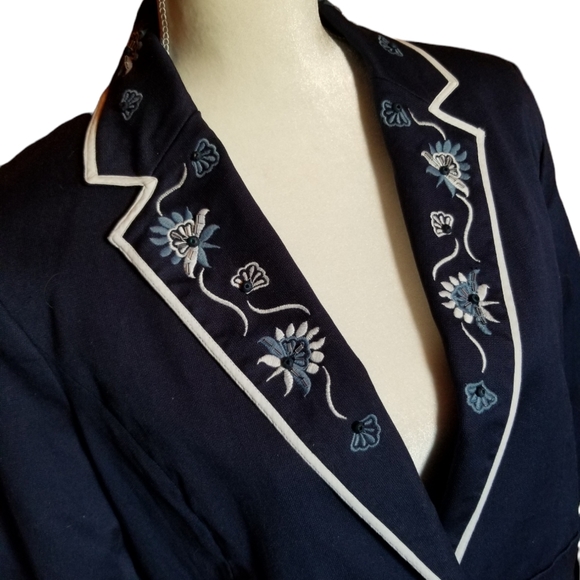 Susan Graver Style Navy Blue Lined Jacket Sz M - Picture 4 of 8